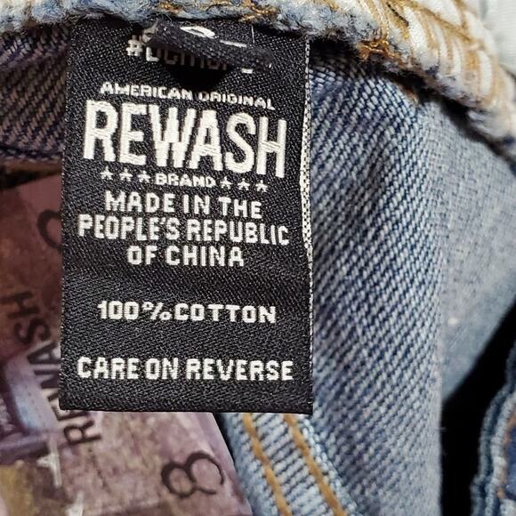 Rewash distressed raw hem Medium Wash denim Mini skirt size 28 New - Picture 8 of 9